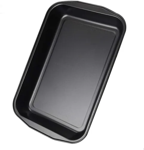 Vista 8 de Molde antiadherente de acero al carbono rectangular grande negro para hornear horno, 17 pulgadas