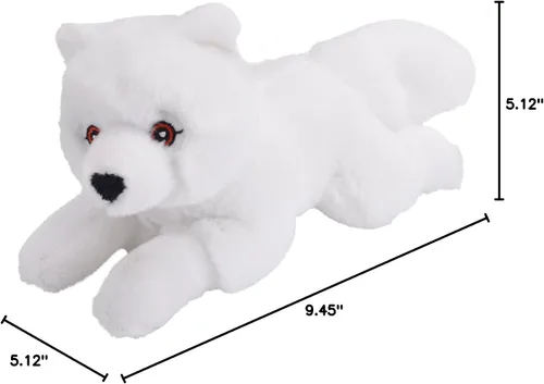 Vista 2 de Wild Republic Ecokins Mini, zorro ártico, animal de peluche, 8 pulgadas, regalo para niños, juguete de peluche, hecho de botellas de agua recicladas