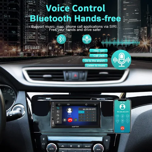 Vista 6 de Receptor de audio de radio para auto de doble DIN para Apple Carplay, Android Auto, Mirror Link, pantalla táctil de 7 pulgadas, cámara de reversa