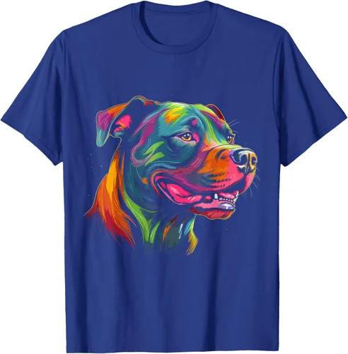 Vista 24 de Pit Bull Mom Dog Lover Colorido Artistic Pitbull Owner - Camiseta para mujer, Negro