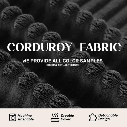 Vista 8 de Afuson Sofá modular de 138 pulgadas de espuma viscoelástica para sala de estar, sofá cama de pana, color negro
