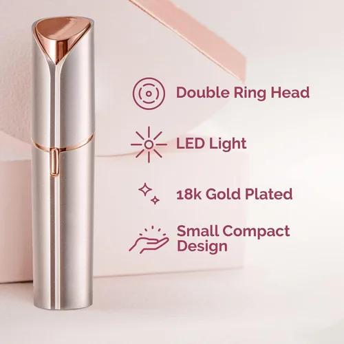 Vista 2 de Removedor de vello facial para mujer, dispositivo de depilación sin dolor portátil para mujer para labio, barbilla con USB recargable, oro rosa