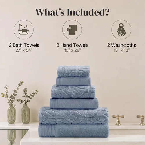 Vista 3 de Modern Threads Juego de toallas de baño de algodón de 6 piezas, toallas ultrasuaves de 550 GSM, juego de baño con toallas de mano y paños de baño