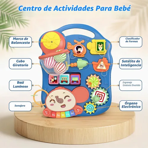 Vista 3 de QDRAGON Andador 3 en 1 y centro de actividades para niños de 12 a 18 meses Azul oscuro