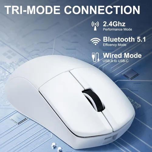 Vista 2 de E-YOOSO Ratón Bluetooth inalámbrico, mouse recargable, mouse para juegos de 26000 DPI con cable, ergonómico superligero, compatible con software