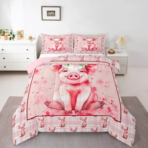 Vista 39 de Erosebridal Juego de edredón tamaño individual de animales del bosque, juego de ropa de cama de oso marrón para niños y niñas, edredón de plumón