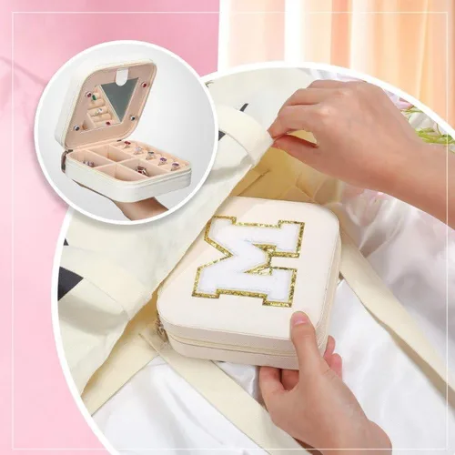 Vista 6 de Parima Joyero de viaje para mujeres y niñas, joyero con inicial H Joyero grande Joyero de viaje para mujer Joyero de viaje Regalos de viaje
