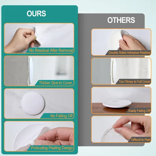 Vista 3 de [3.15"] Topes de Puerta Protectores de Pared, 6 Piezas Grandes Amortiguadores de Puerta de Silicona Blanca con Adhesivo Fuerte Engrosado