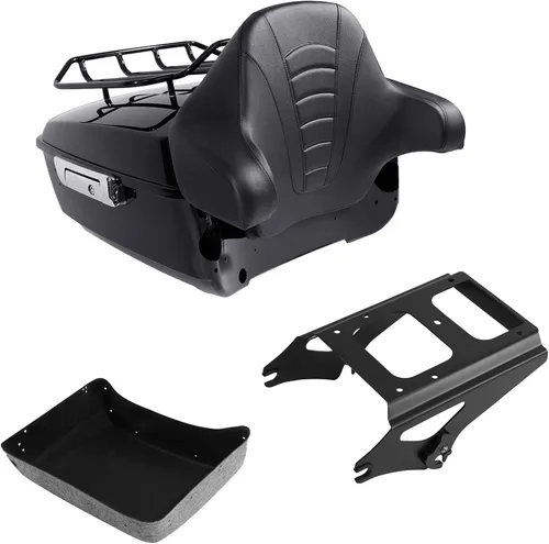 Vista 14 de TCMT Caja de maletero de motocicleta cortada con respaldo envolvente desmontable de dos plazas y soporte de montaje adecuado para Harley 2009-2013