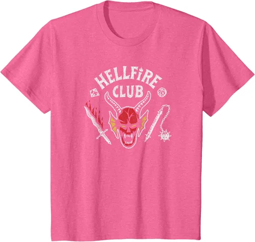 Vista 8 de Stranger Things 4 Camiseta Hellfire Club con Calavera y Armas Negro