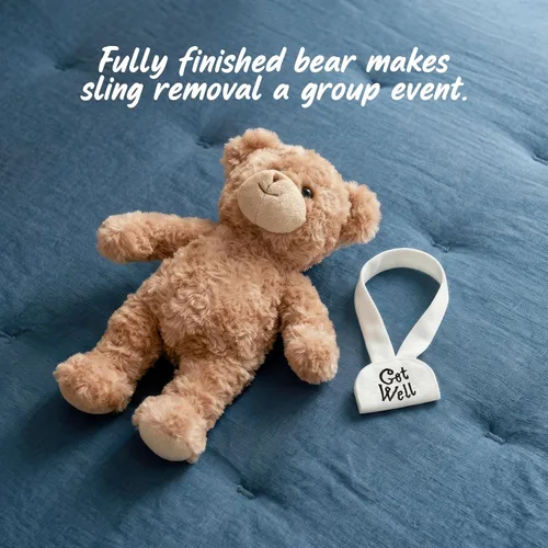 Vista 4 de Jolitee Oso de peluche con brazo roto con brazo izquierdo o derecho, regalo de recuperación de animales de peluche para niños, 10.5 pulgadas