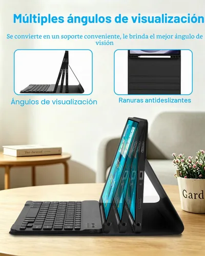 Vista 4 de Funda EAMPANG con teclado ratón para Samsung Galaxy Tab A9 Plus de 11 pulgadas (SM-X210/X215/X216/X218), teclado magnético desmontable USB-C