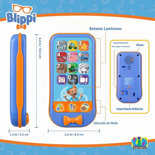 Vista 4 de Blippi Toy Phone for Toddler with Preschool Learning Games, Blippi Toys