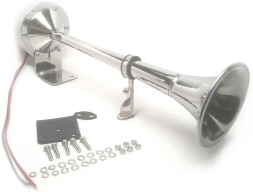 Vista 5 de PactradeMarine Boat Auto - Juego completo de cuerno de trompeta individual de acero inoxidable, 12 V