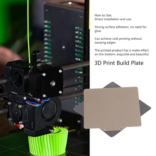 Vista 3 de Hoja de placa de construcción PEI de impresora 3D, placa de cama de acero flexible de doble cara impresión 3D Cama calentada magnética 11.024x11.024