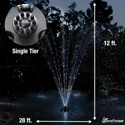 Vista 7 de pond boss Fuente flotante PRO con luces, 1/2 hp, bomba 5000 GPH