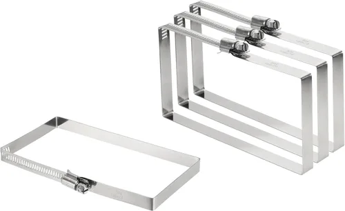 Vista 13 de uxcell 2 abrazaderas de manguera rectangulares de acero inoxidable 304, ajustables de 2 x 2 pulgadas, abrazaderas de tubo de conducto de engranaje
