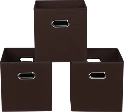 Vista 24 de Yunkeeeper - Contenedores de almacenamiento, cubos organizadores de tela con asa, cubos plegables para almacenamiento de tela o accesorios, 11 x 11