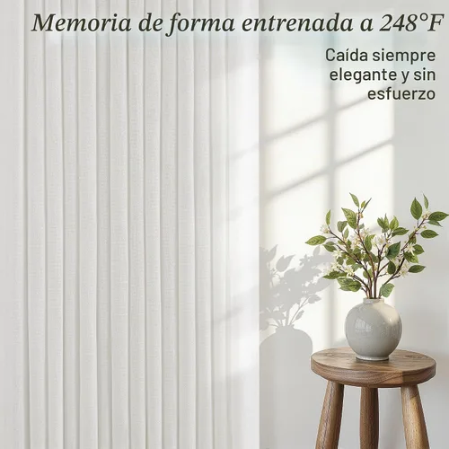 Vista 5 de Cortinas de lino plisadas Blanco crema