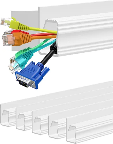 Vista 9 de Organizador de cables para debajo del escritorio, canal en J, paquete de 6 organizadores de cables adhesivos 6-pack adhesive J channel organizes