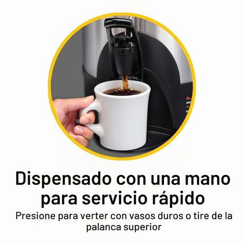 Vista 2 de Hamilton Beach Commercial Urna de café de acero inoxidable de 40 tazas de doble pared, 120 V, certificado NSF (HCU040S)