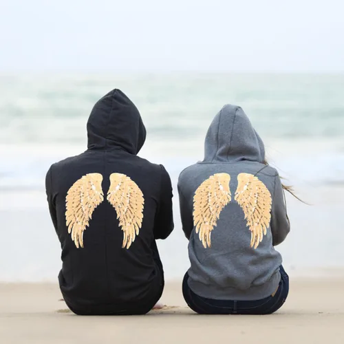Vista 5 de jojofuny Sequin Angel Wings Sewing Patches for Clothes 2 Pairs Gold Embroidered Fabric Applique Decorative Patch for Jackets DIY Garment Accessory