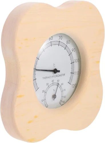 Vista 7 de NUOBESTY Multi-Functional Wooden Hygrometer Thermometer for Sauna Room, Indoor Humidity and Temperature Gauge, Sauna Accessories with Precise
