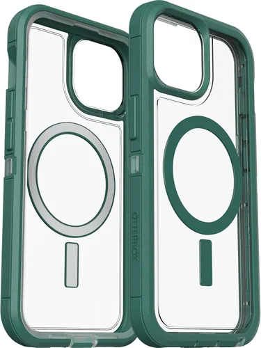 Vista 6 de OtterBox Funda transparente para iPhone 16e, 15, 14 y 13 Defender Series XT - Terciopelo Evergreen (transparente), sin pantalla, resistente, se