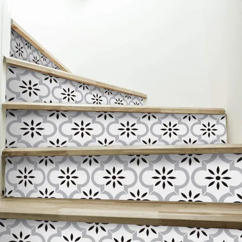 Vista 3 de funlife 3 calcomanías autoadhesivas de PVC de estilo escandinavo, calcomanías de escalera para despegar y pegar, calcomanías para elevar escaleras