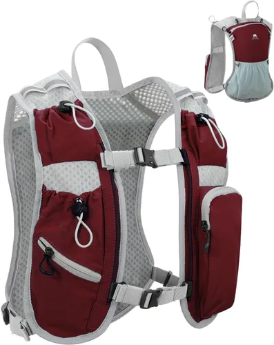 Vista 22 de Chaleco de correr para mujeres y hombres, mochila de hidratación para correr, chaleco para corredores, chaleco de hidratación, con soporte frontal