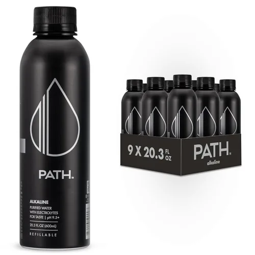 Vista 13 de PATH Agua alcalina embotellada – 9.5 pH equilibrado agua purificada con electrolitos en botella de aluminio – sin BPA, reutilizable, infinitamente