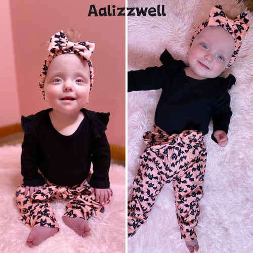Vista 2 de Aalizzwell Conjunto de mameluco acanalado para bebé recién nacido prematuro para otoño e invierno