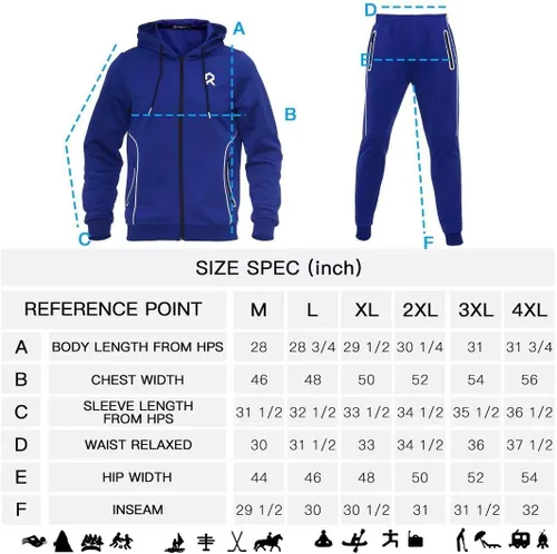 Vista 5 de R RAMBLER 1985 Men's Tracksuit Active fashion Hoodie outifts zip sweatsuit set jogger sportswear