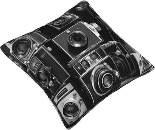 Vista 3 de Decorative Throw Pillow Covers 12"x12" Retro Cool Camera Collection Cushion Cases Square Modern Farmhouse Pillow Cases Soft Cozy Cushion Covers for
