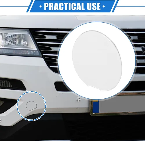 Vista 2 de Tapa de gancho para remolque de automóvil compatible con Ford Explorer 2011-2015, parachoques delantero blanco de plástico duradero