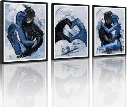 Vista 74 de Novatique 3 piezas de arte de pared sexy en blanco y negro para parejas desnudas, decoración de pared abstracta de amor para mujeres y hombres, arte