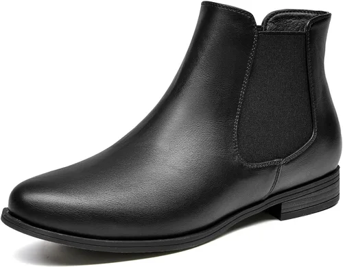 Vista 7 de Botas de tobillo con cordones para mujer, botas Chelsea elásticas con punta redonda estilo occidental, tacón bajo Albaricoque 1