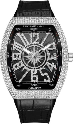 Vista 2 de Gosasa Reloj Tonneau único de moda para hombre con diamantes de imitación de cuarzo con correa de goma