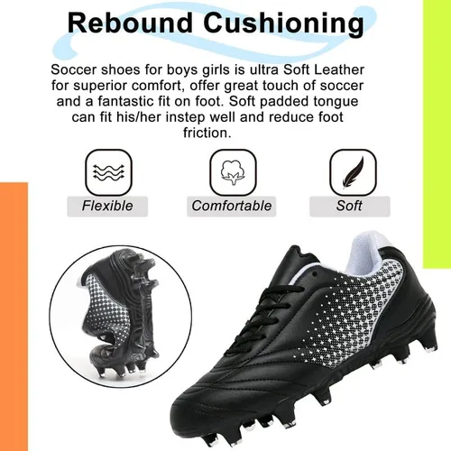 Vista 5 de Zapatos de fútbol para niños y niñas, zapatos de fútbol para niños y niñas, atléticos, para exteriores, zapatos de fútbol para jóvenes, zapatos
