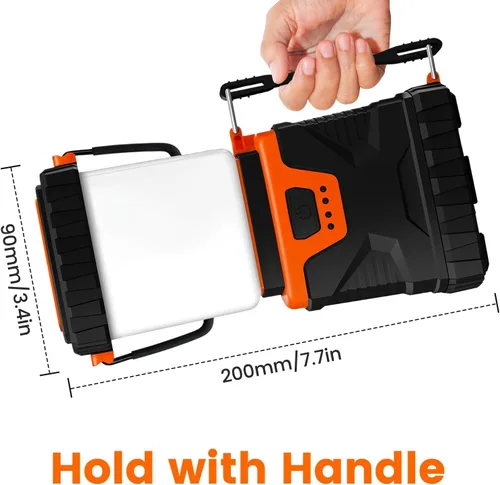 Vista 15 de Linterna LED para campamento, recargable, 1000 lúmenes, portátil con 5 modos de luz, IP44 impermeable 4400 mAh, linterna para tienda de campaña