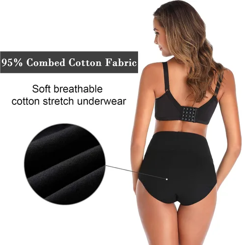 Vista 4 de K-CHEONY Women's Underwear, High Waist Cotton Breathable Full Coverage Panties Brief Multipack Regular and Plus