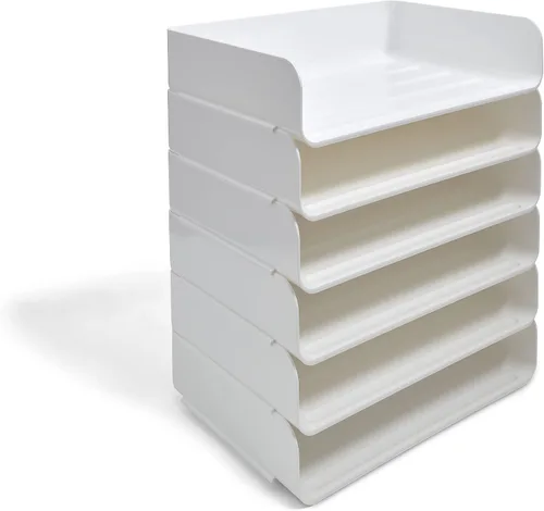 Vista 8 de TRU RED Archivo de plástico para revistas, color blanco – Organizador vertical de escritorio para revistas, carpetas y documentos de oficina