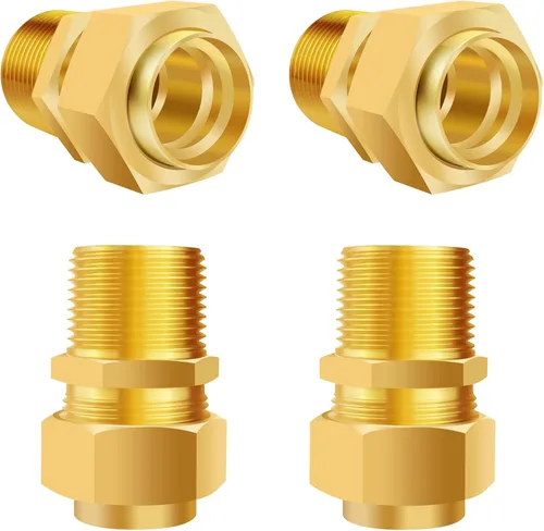 Vista 9 de Paquete de 4 accesorios de latón macho NPT de 1/2 pulgada para tubos de gas corrugado compatibles, kit de adaptador de terminación CSST con junta