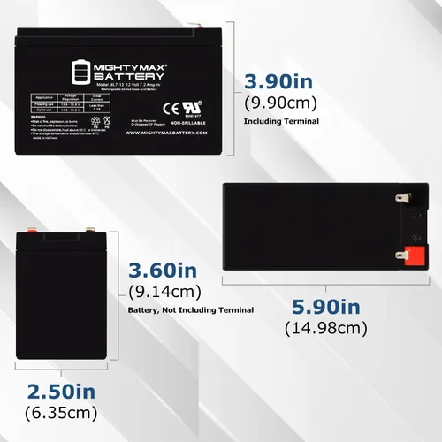 Vista 4 de Mighty Max Battery Reemplazo de caída para vehículo de paseo de 12 V con kit de batería 7ah y arnés con conector de 2 pines