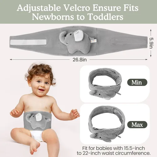 Vista 5 de Alivio de cólicos y gases para bebés, venda caliente para el vientre de recién nacidos con calidez reconfortante, cinturón de envoltura