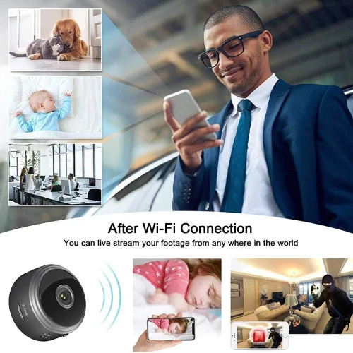 Vista 2 de Mini Cámara Espía WiFi HD 1080P Cámara Oculta Inalámbrica Cámara de Video Pequeña Cámara de Niñera con Visión Nocturna y Activada por Movimiento
