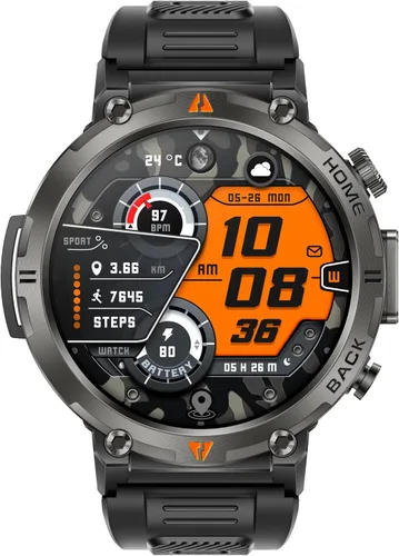 Vista 13 de Relojes inteligentes militares para hombres con GPS integrado con brújula linterna LED, reloj inteligente táctico resistente al agua 3ATM con texto