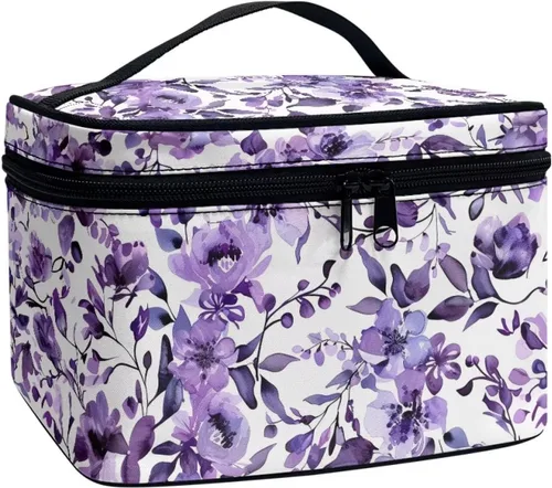 Vista 12 de doginthehole Bolsa de maquillaje, bolsa de cosméticos de viaje, bolsa de aseo portátil grande, organizador de accesorios para mujeres y niñas