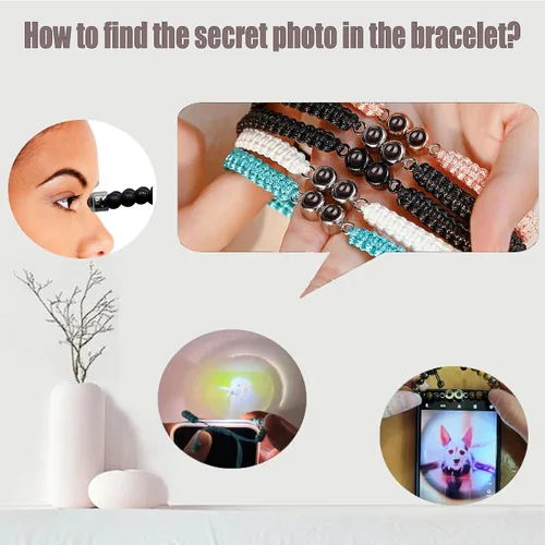 Vista 2 de Custom Bracelet with 2 Picture Inside Personalized Photo Bracelet Memorial Gifts for Couples Women Men Mothers Day Fathers Day Birthday Anniversary