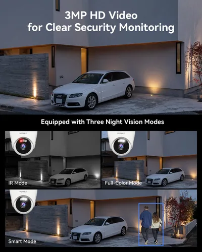 Vista 5 de Sistema de cámara de seguridad inalámbrica con monitor de 10 pulgadas, 2 cámaras WiFi domo de 3 MP para exteriores, NVR de vigilancia de 10 canales